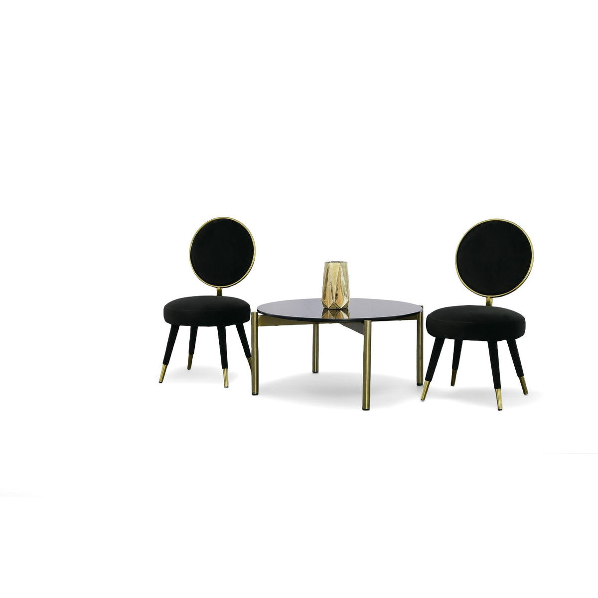 Haswell Glam Black Velvet Accent Chair (Set of Two)