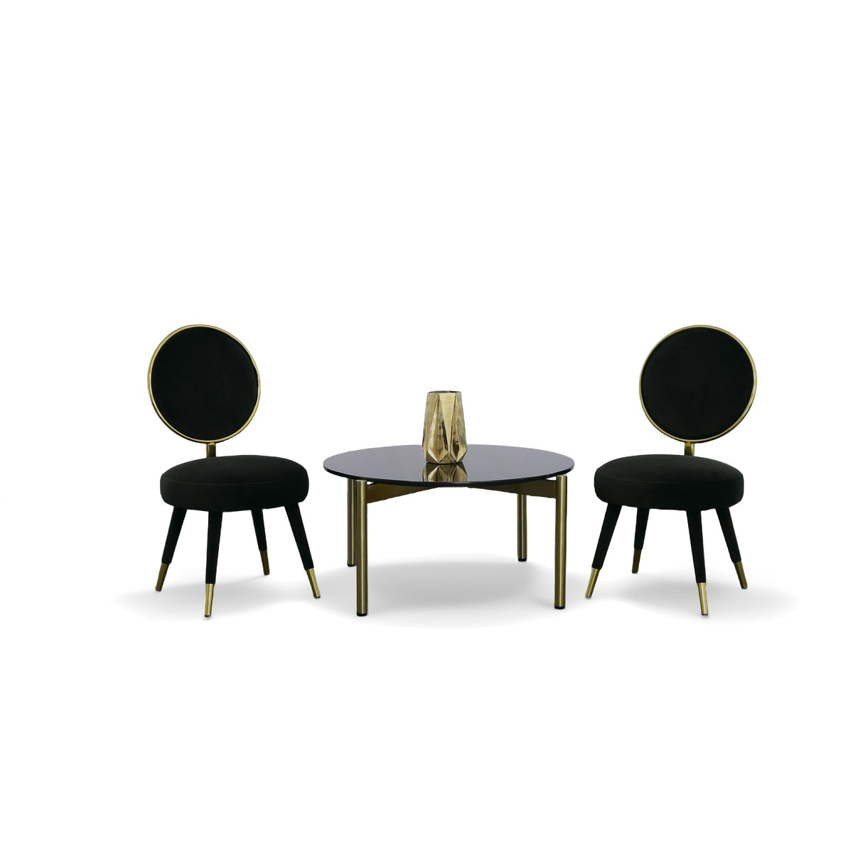 Haswell Glam Black Velvet Accent Chair (Set of Two)