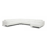 Hawkey Contemporary White Full Leather U Shaped Sectional Sofa