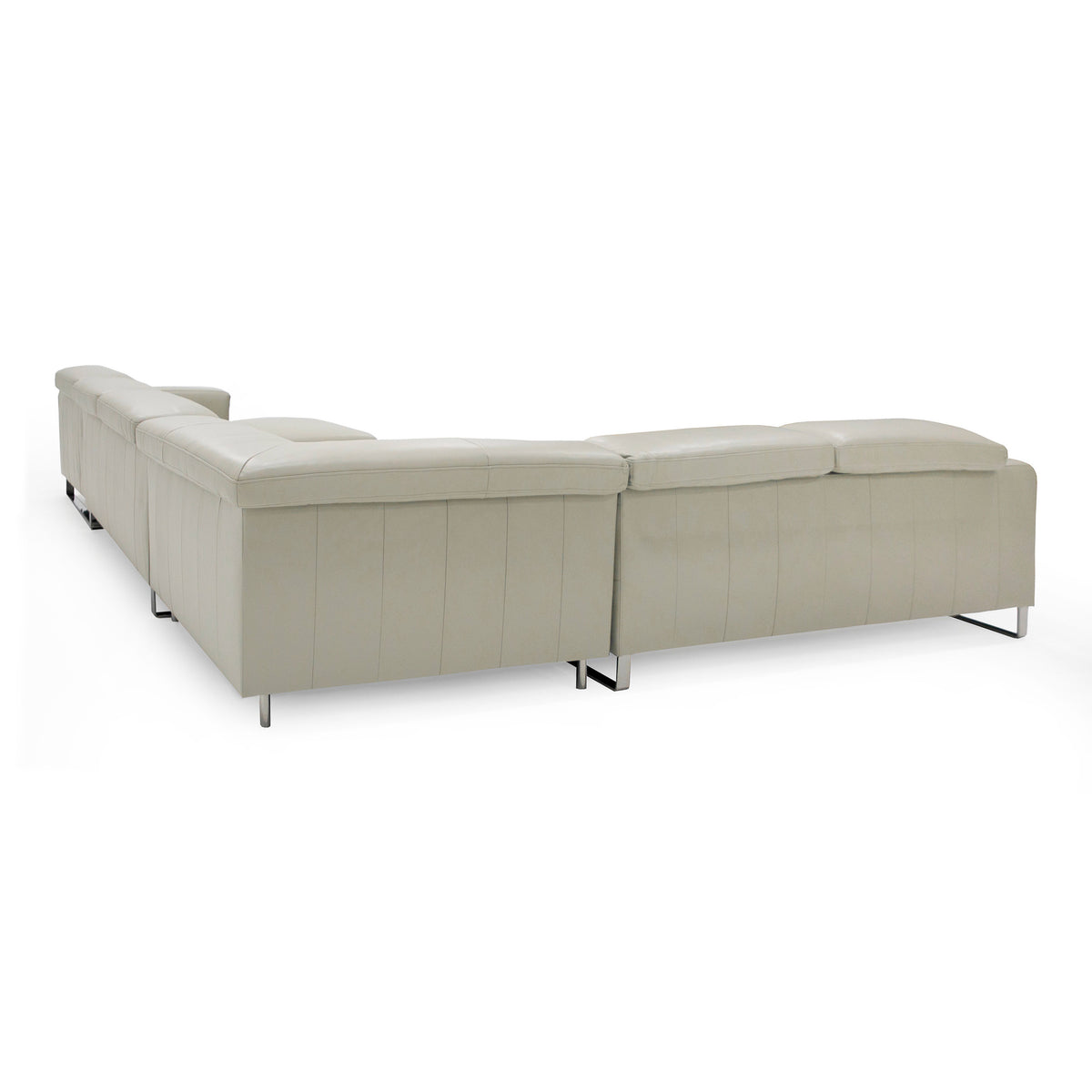 Hawkey Contemporary Light Grey Leather RAF Chaise Sectional Sofa