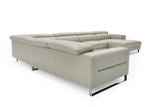 Hawkey Contemporary Light Grey Leather RAF Chaise Sectional Sofa