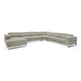 Hawkey Contemporary Light Grey Leather LAF Chaise Sectional Sofa