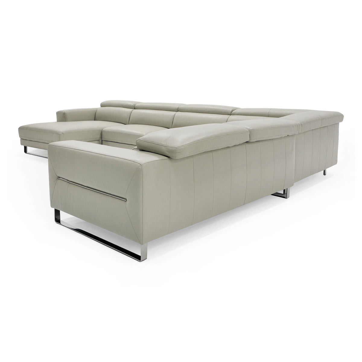 Hawkey Contemporary Light Grey Leather LAF Chaise Sectional Sofa