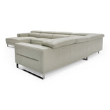 Hawkey Contemporary Light Grey Leather LAF Chaise Sectional Sofa