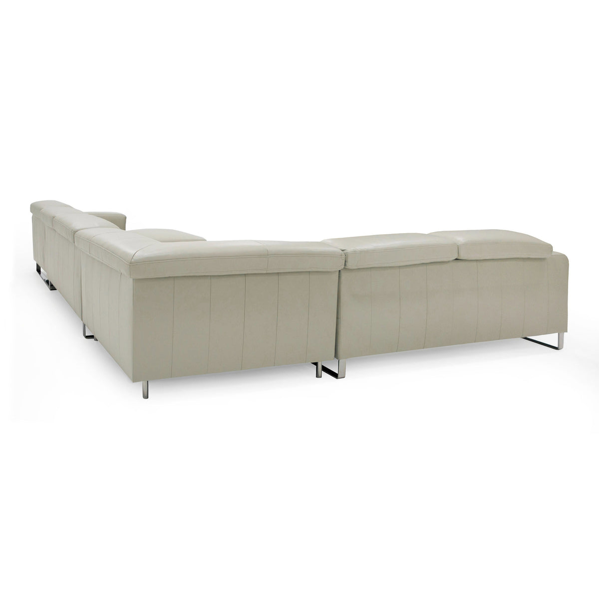 Hawkey Contemporary Light Grey Leather LAF Chaise Sectional Sofa