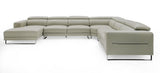 Hawkey Contemporary Light Grey Leather LAF Chaise Sectional Sofa