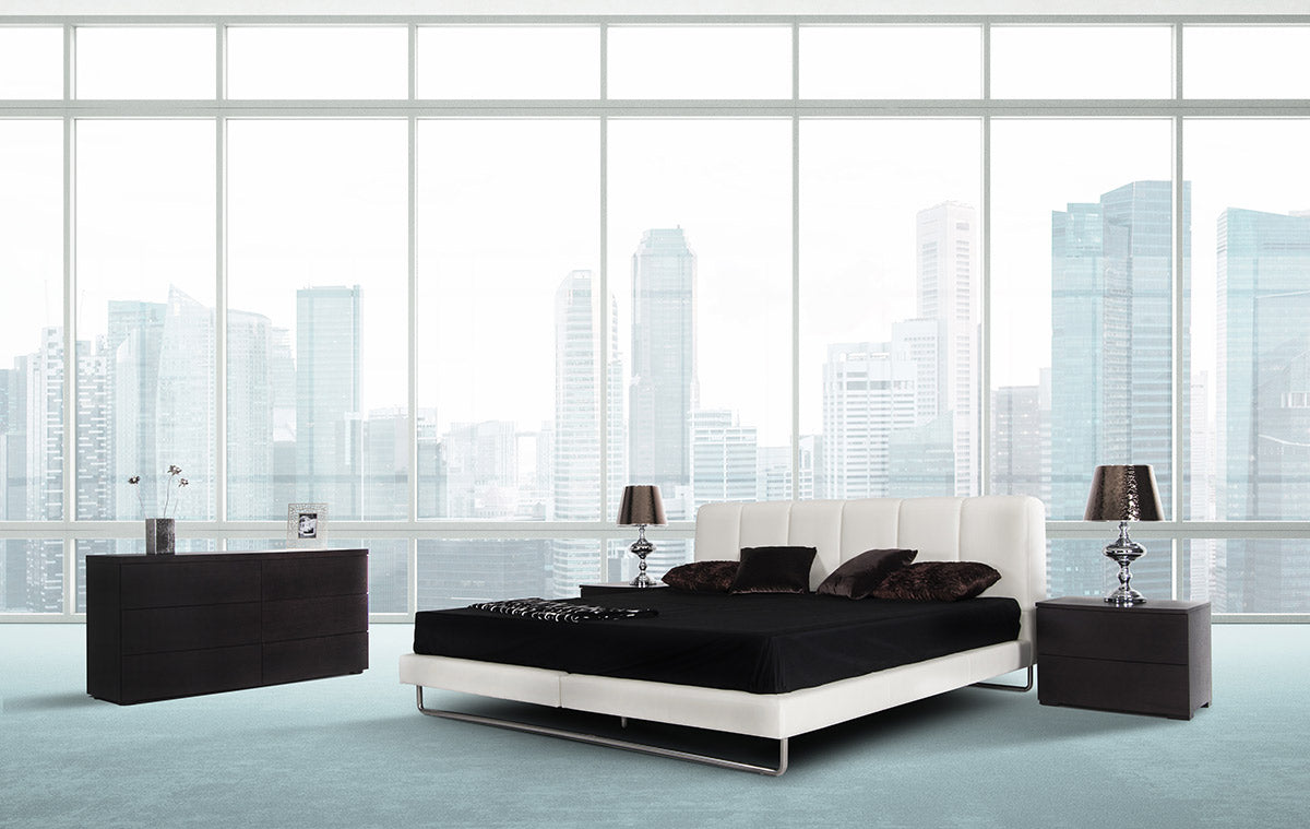 Eastern King Heather Modern White Bedroom Bed