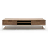 Heloise Modern Walnut and Stainless Steel TV Stand