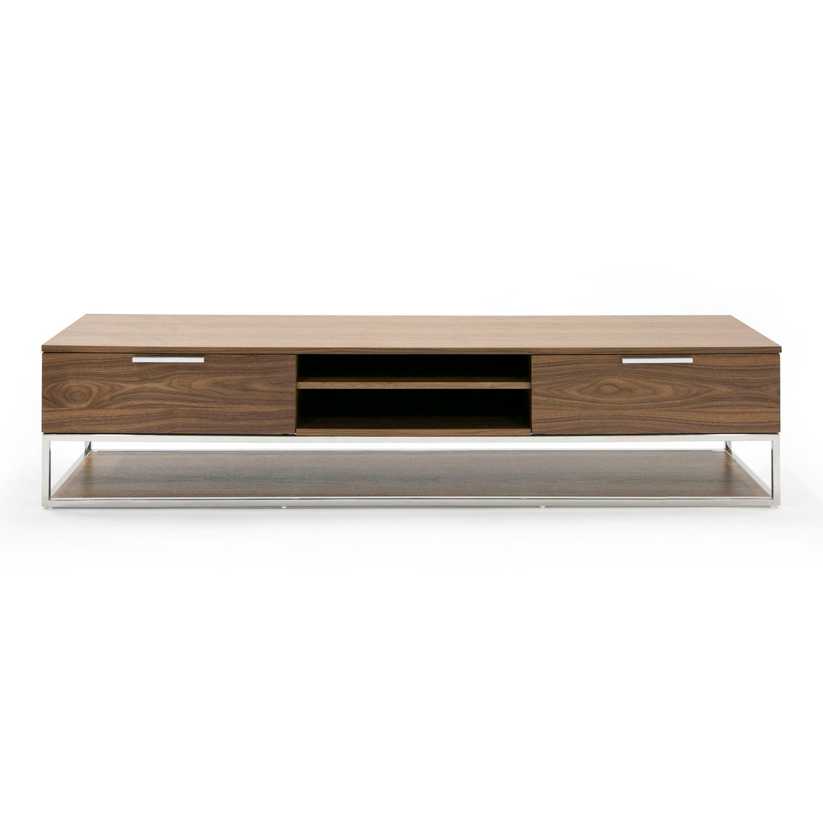 Heloise Modern Walnut and Stainless Steel TV Stand