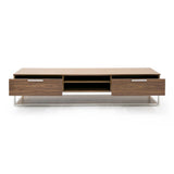 Heloise Modern Walnut and Stainless Steel TV Stand