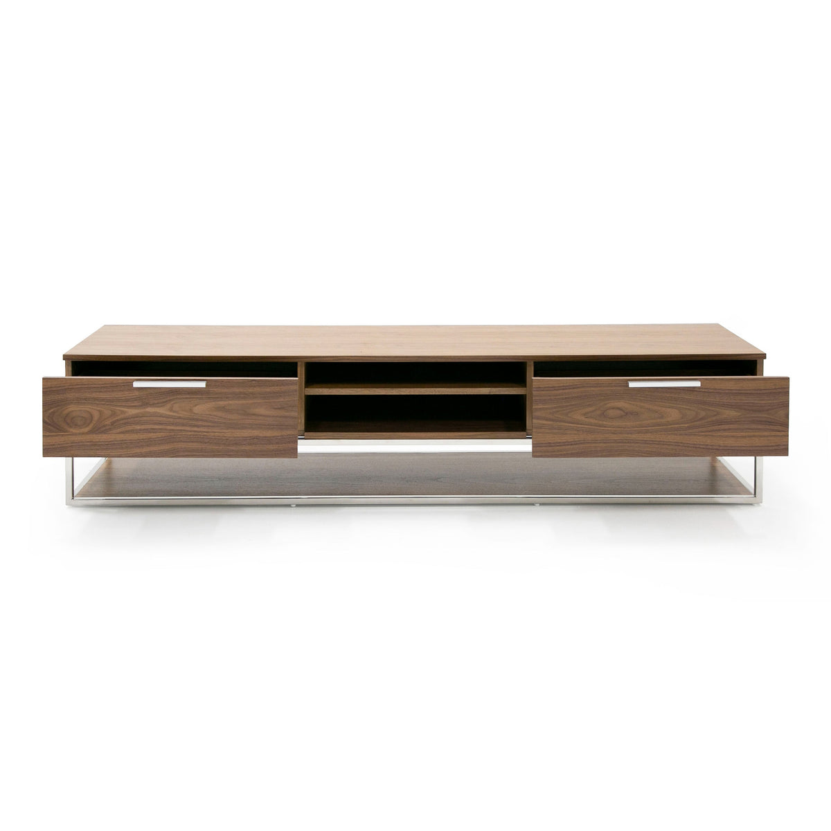 Heloise Modern Walnut and Stainless Steel TV Stand