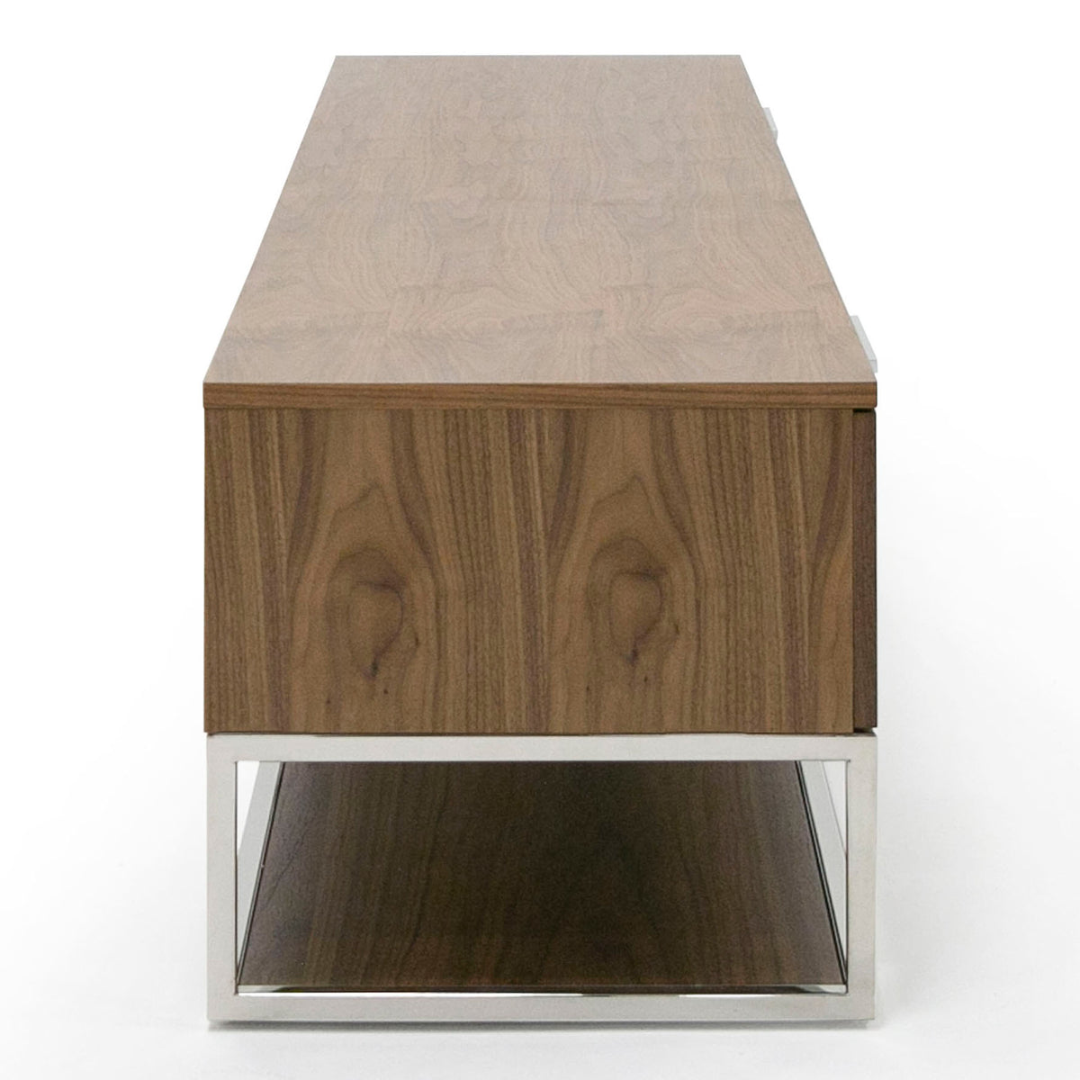 Heloise Modern Walnut and Stainless Steel TV Stand