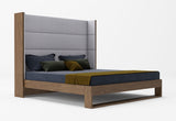 Mielcasa | Walnut Queen Modrest Heloise Contemporary Grey Fabric & Walnut Trim Bed | SKU VGBBMA1502-BED-Q | MPN: 77930 | Free Delivery & Free Return