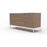 Heloise Contemporary Walnut & Stainless Steel Dresser