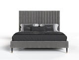 Hemlock Modern Grey Velvet Bed