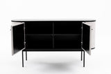 Hobart Modern Beige Fabric & Black Metal Buffet