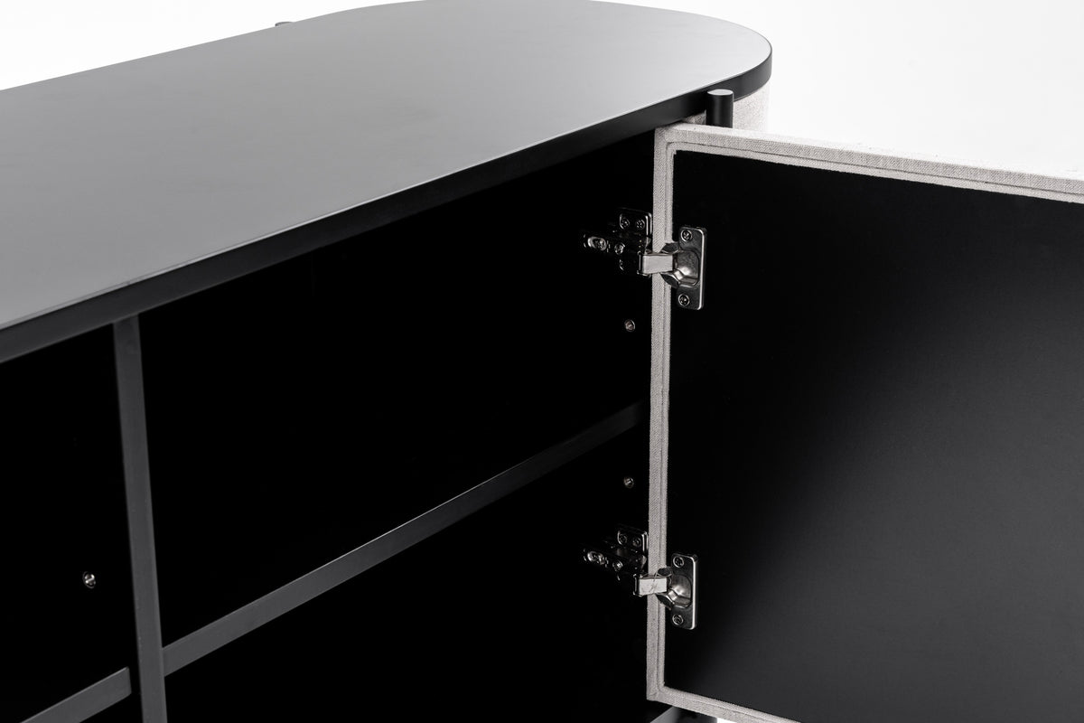 Hobart Modern Beige Fabric & Black Metal Buffet