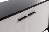 Hobart Modern Beige Fabric & Black Metal Buffet