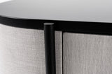Hobart Modern Beige Fabric & Black Metal Buffet