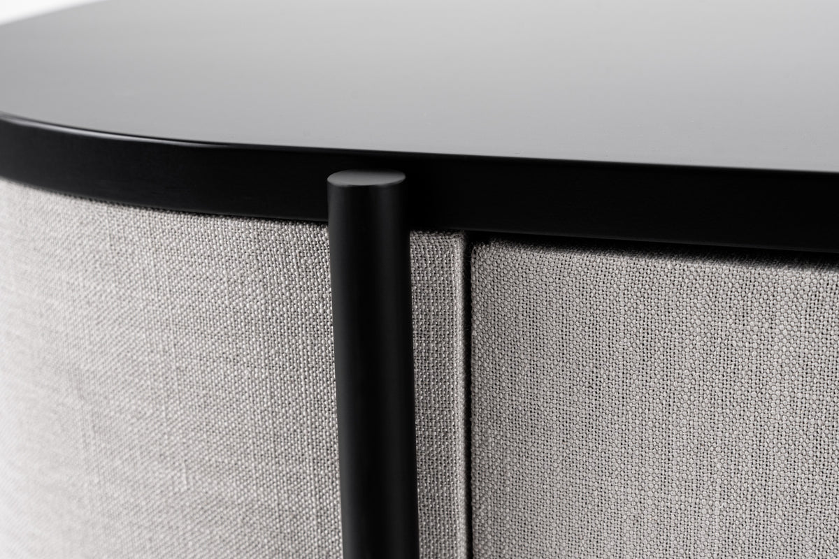 Hobart Modern Beige Fabric & Black Metal Buffet
