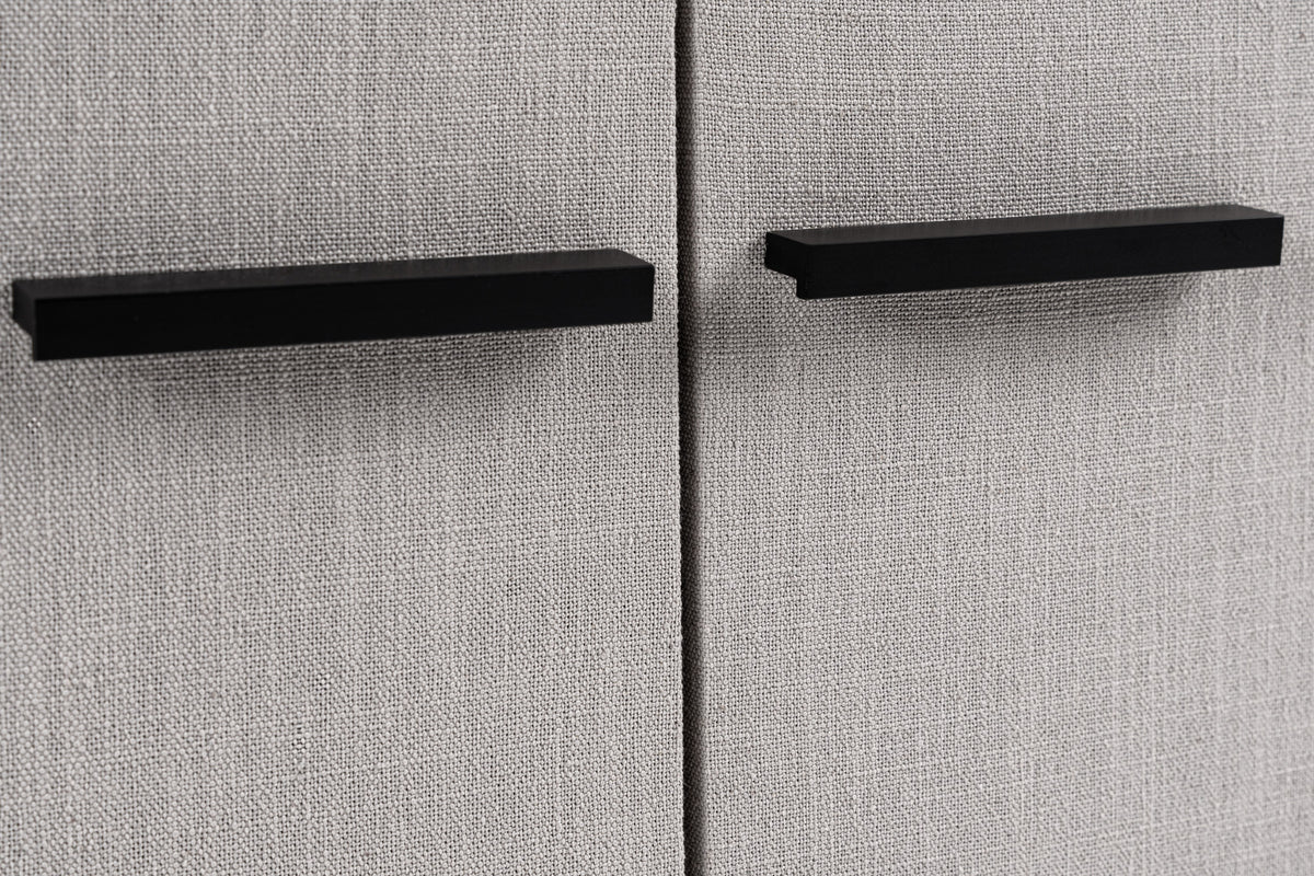 Hobart Modern Beige Fabric & Black Metal Buffet