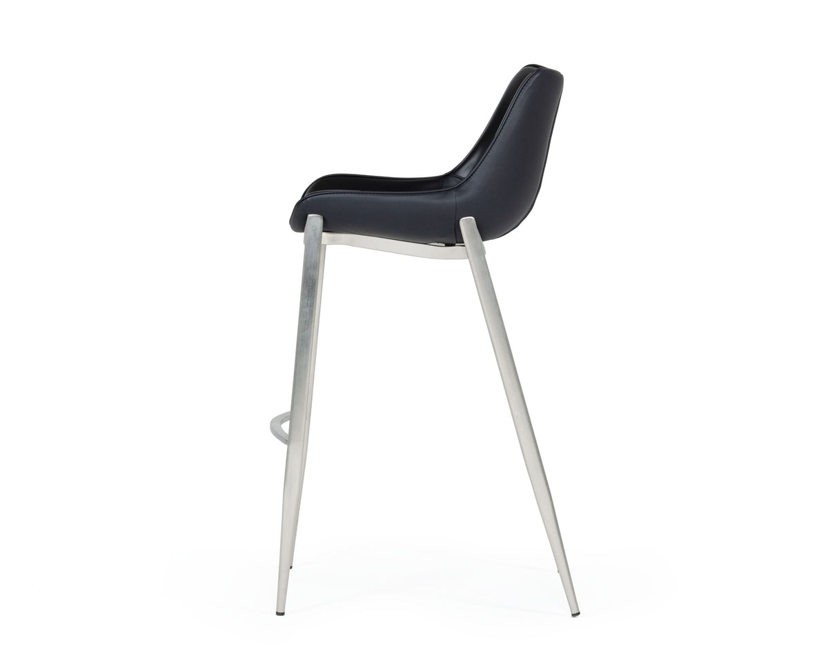 Hooper Modern Black Eco-Leather Bar Stool (Set of 2)