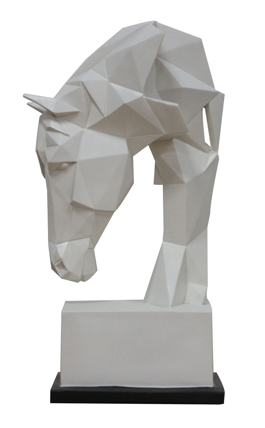 Mielcasa | White Modrest Horse Geometric White Sculpture | SKU VGTHDS0071-HORSE | MPN: 78014 | Free Delivery & Free Return