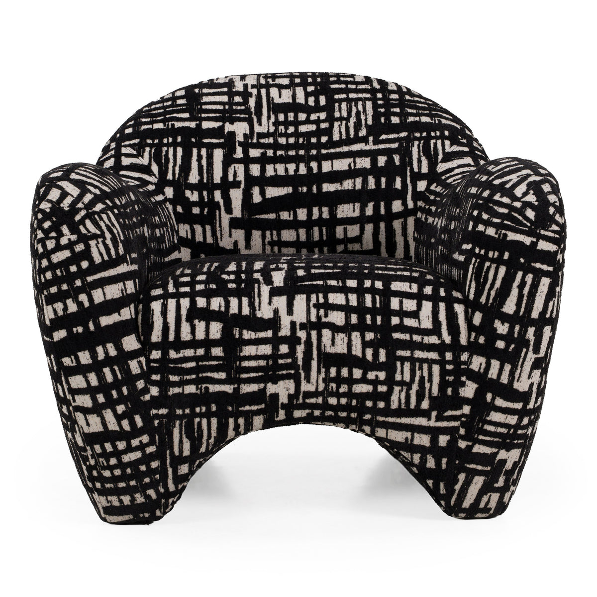 Hurd Modern Black + Beige Pattern Fabric Accent Chair