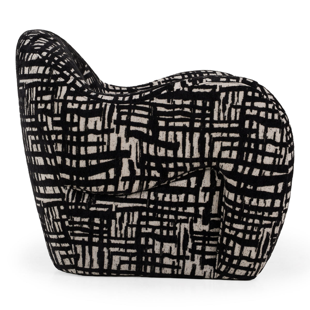 Hurd Modern Black + Beige Pattern Fabric Accent Chair