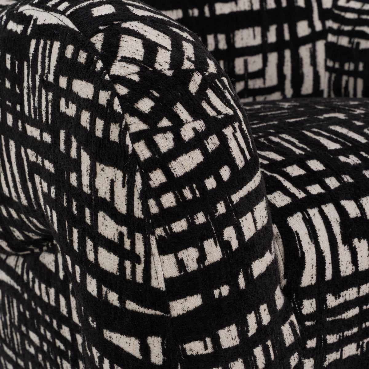 Hurd Modern Black + Beige Pattern Fabric Accent Chair
