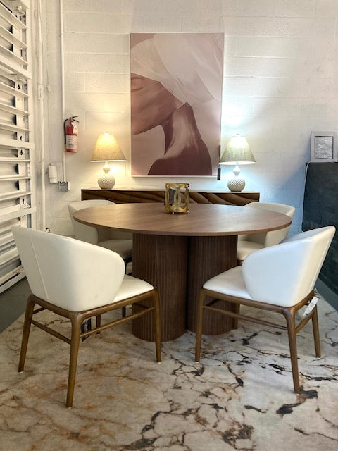 Depew Mid-Century Modern Walnut Round Dining Table
