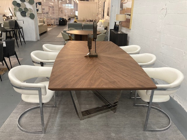 Gilroy Modern Walnut & Stainless Steel Dining Table