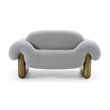 Imagine Contemporary Grey Fabric + Antique Brass Accent Chair