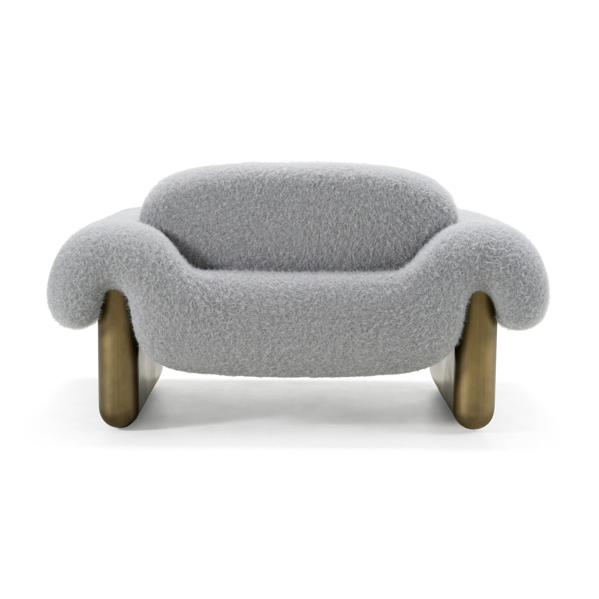 Imagine Contemporary Grey Fabric + Antique Brass Accent Chair