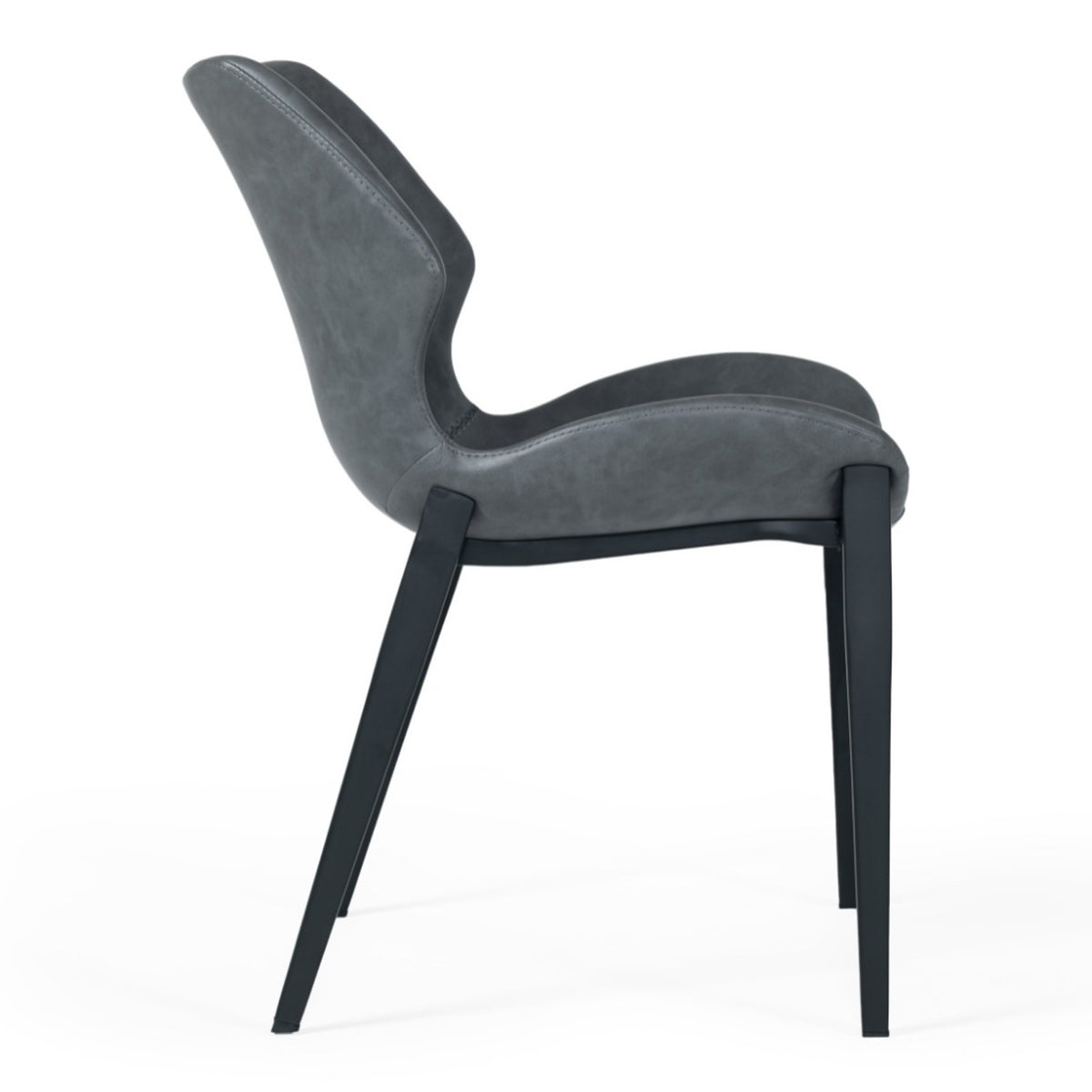 Instone Industrial Dark Grey Eco-Leather Dining Chair (Set of 2)