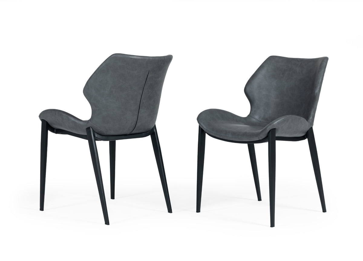 Instone Industrial Dark Grey Eco-Leather Dining Chair (Set of 2)
