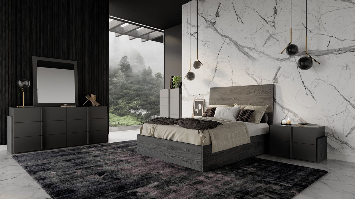 Lucia Full Size Italian Modern Matte Grey / Elm Grey Bed