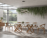 Mason Modern Glass and Walnut Dining Table
