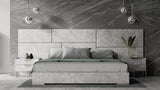 Queen Size Marbella Italian Modern Grey Marble Bed with 2 Nightstands