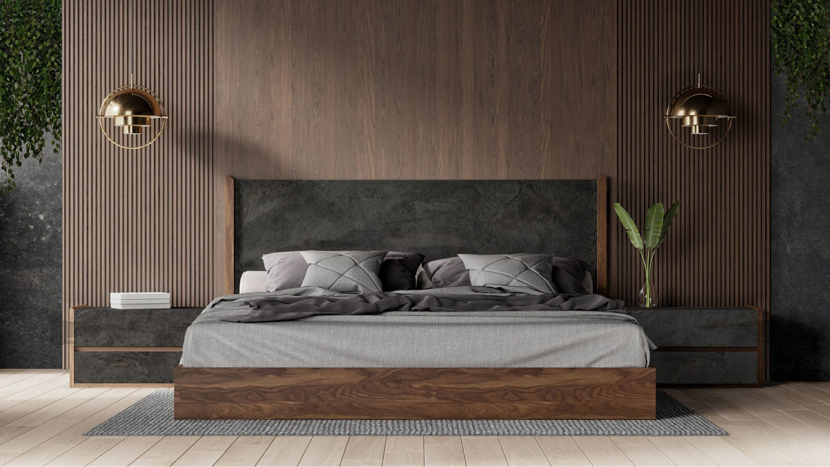 Rado Modern Walnut & Volcanic Slate Bed
