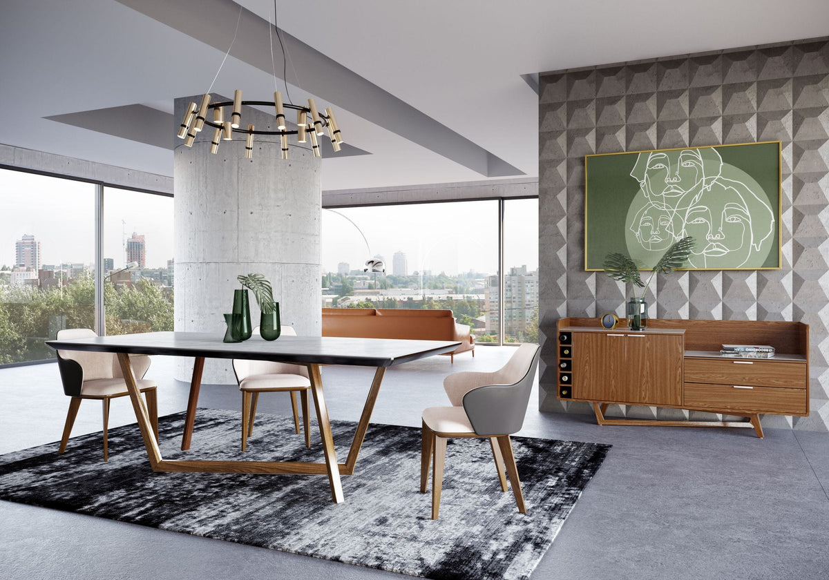 James Contemporary Walnut & White Dining Table