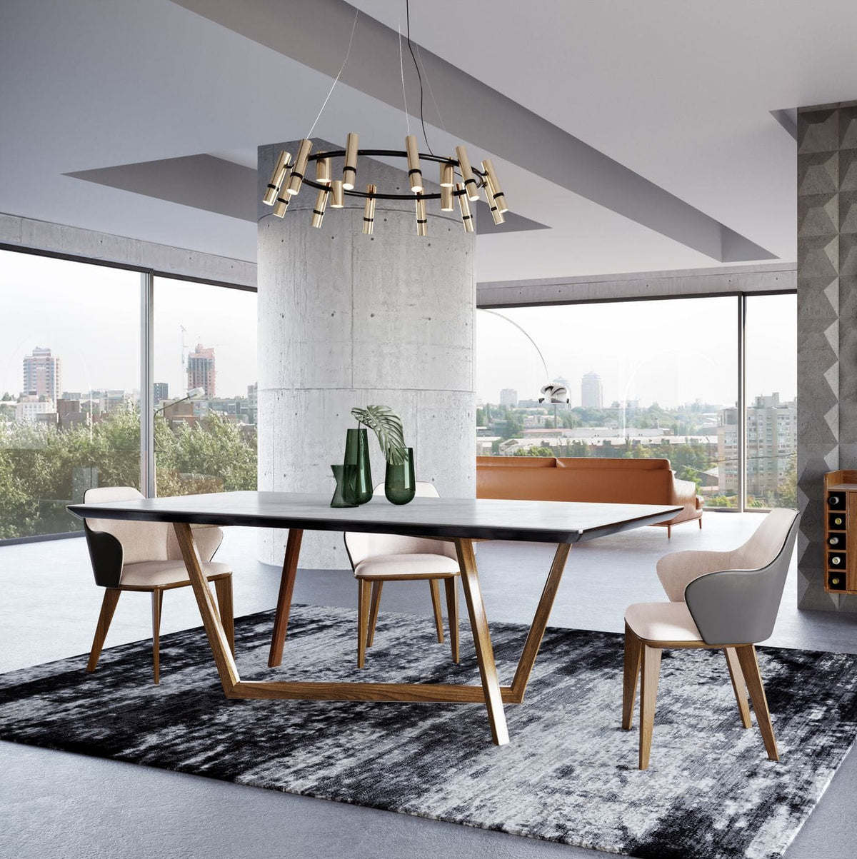 James Contemporary Walnut & White Dining Table