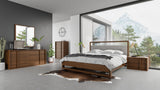 Falcor Modern Grey Fabric & Walnut Veneer Bed