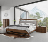 Falcor Modern Grey Fabric & Walnut Veneer Bed