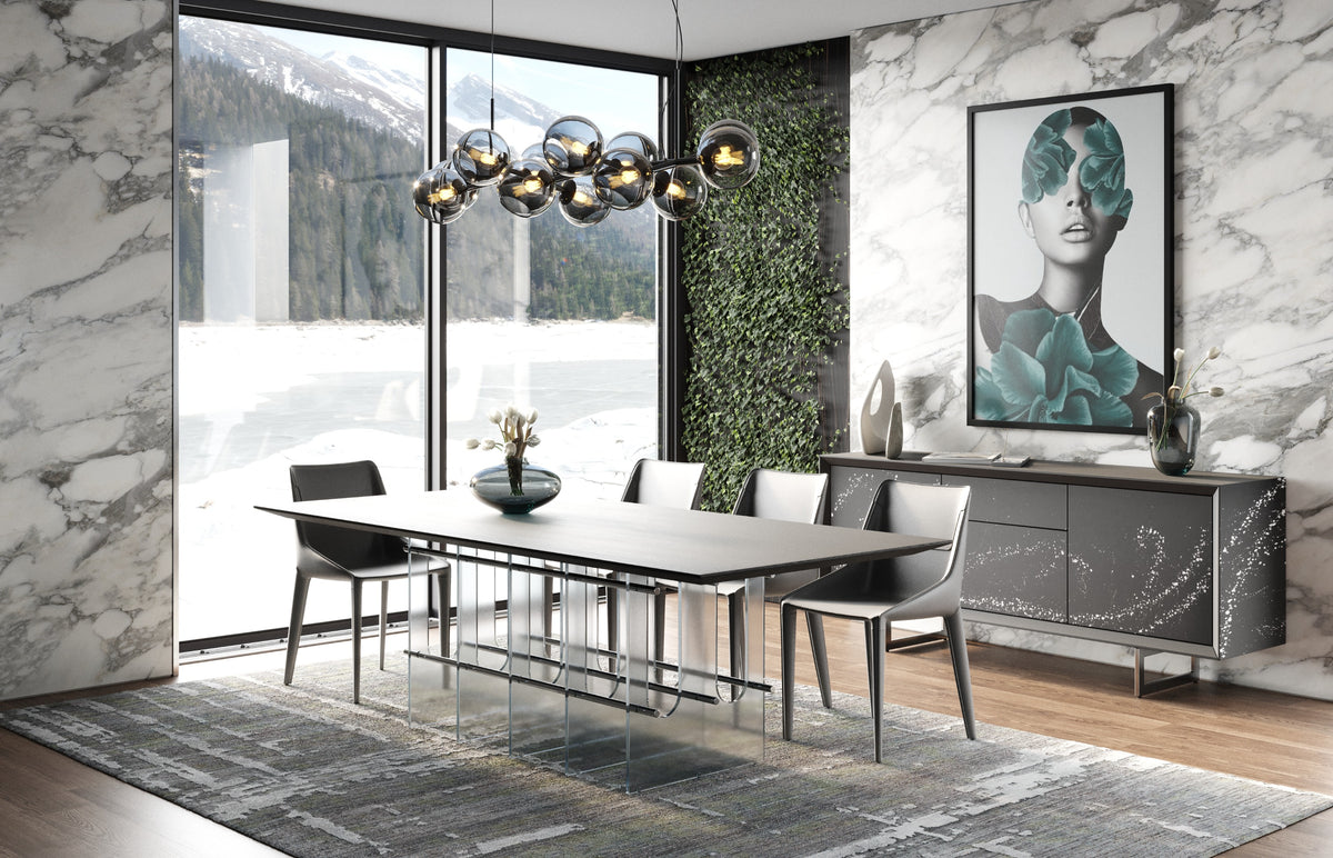 Inverness Contemporary Black Oak + Acrylic Dining Table