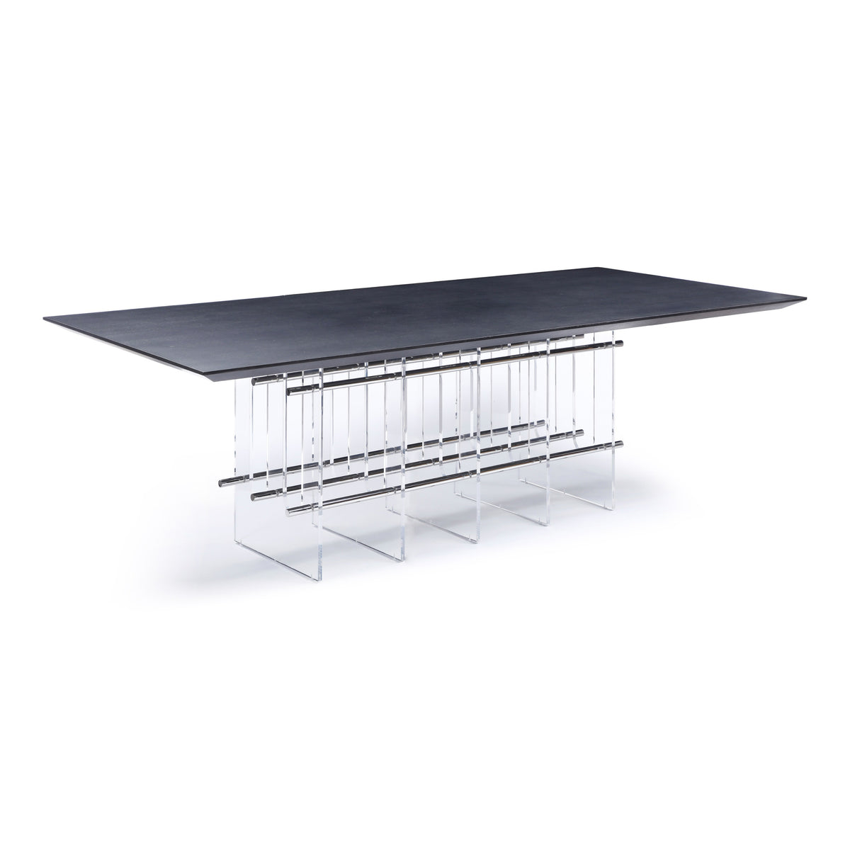 Inverness Contemporary Black Oak + Acrylic Dining Table