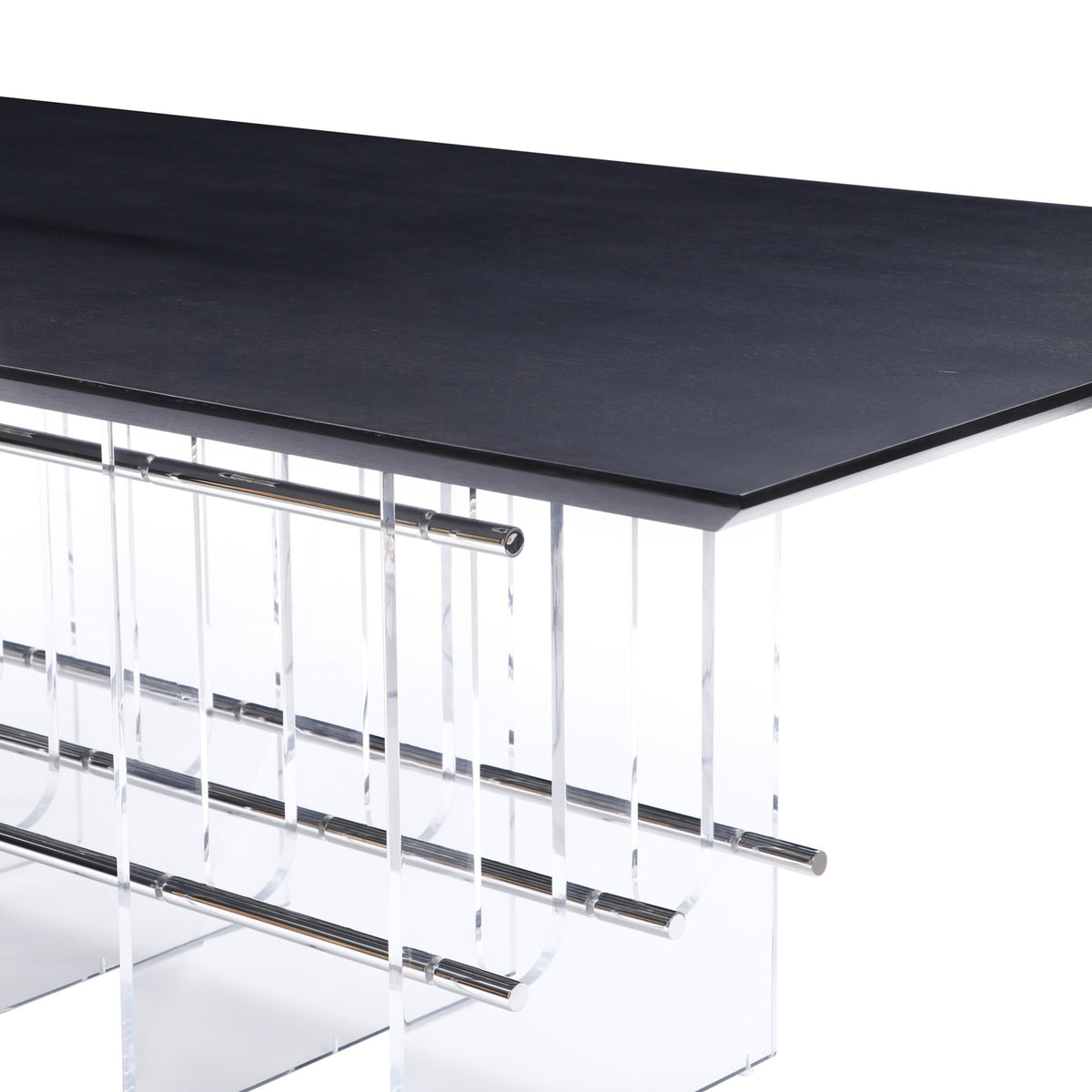 Inverness Contemporary Black Oak + Acrylic Dining Table