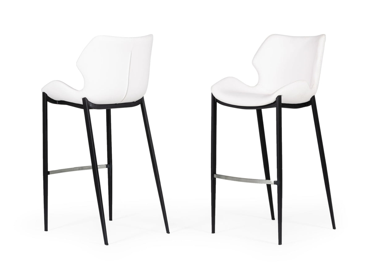 Ithaca Modern White Leatherette Bar Stool (Set of 2)