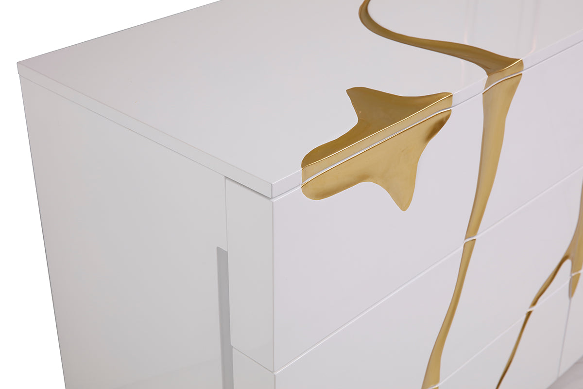 Aspen Modern White & Gold Dresser