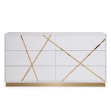 Nixa Modern Wide White and Gold Dresser